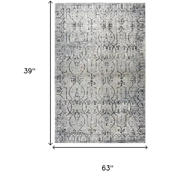 Taupe Natural Gray And Black Oriental Area Rug Photo 6