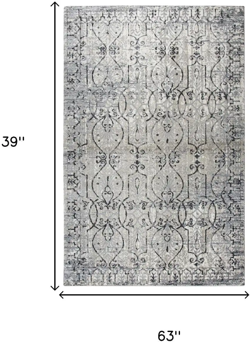 Taupe Natural Gray And Black Oriental Area Rug Photo 6