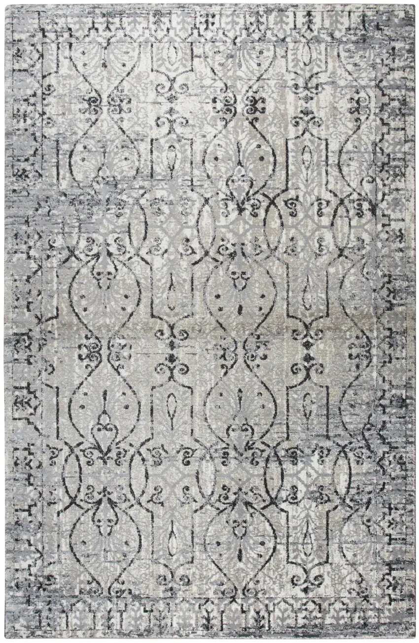 Taupe Natural Gray And Black Oriental Area Rug Photo 1