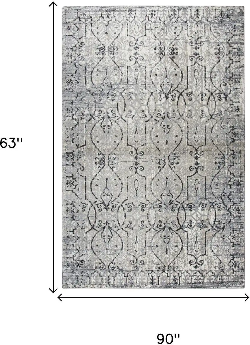 Taupe Natural Gray And Black Oriental Area Rug Photo 6