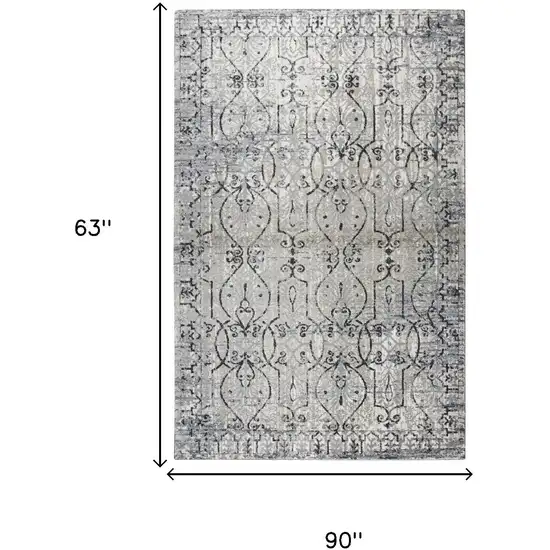 Taupe Natural Gray And Black Oriental Area Rug Photo 6