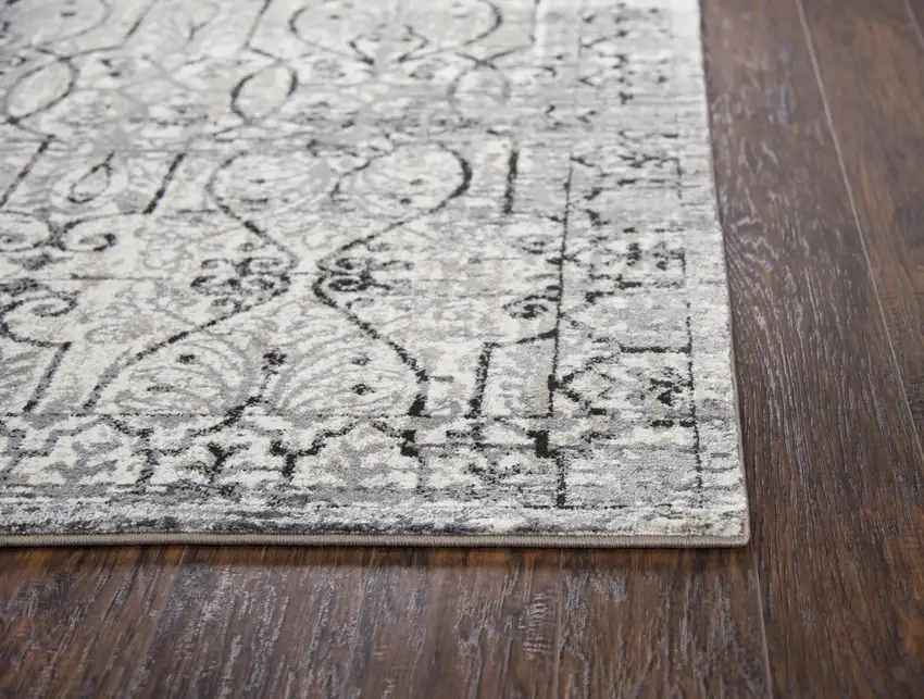 Taupe Natural Gray And Black Oriental Area Rug Photo 2