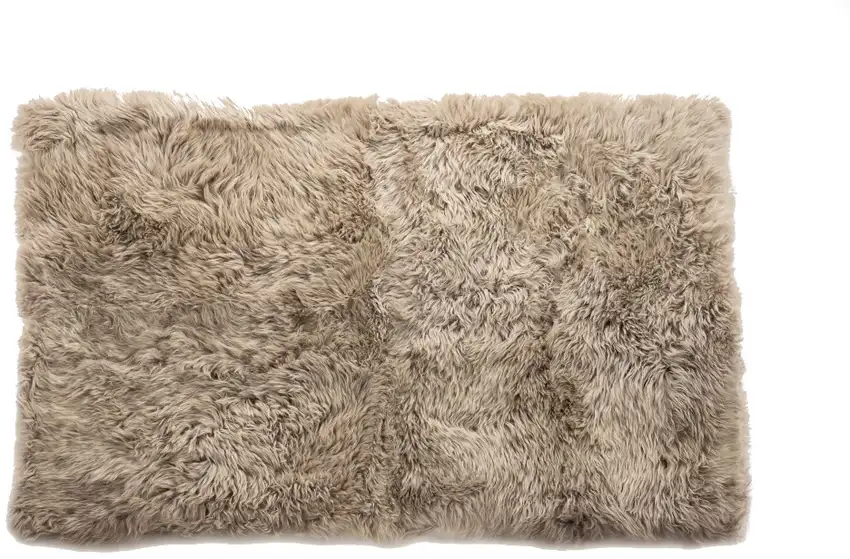 Taupe Natural Rectangular Sheepskin Area Rug Photo 2
