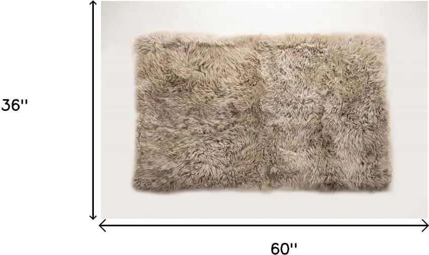 Taupe Natural Rectangular Sheepskin Area Rug Photo 9