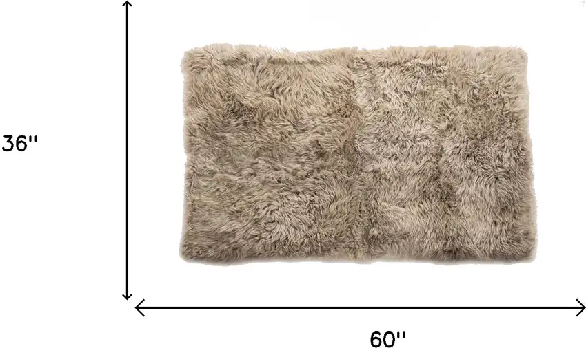 Taupe Natural Rectangular Sheepskin Area Rug Photo 3