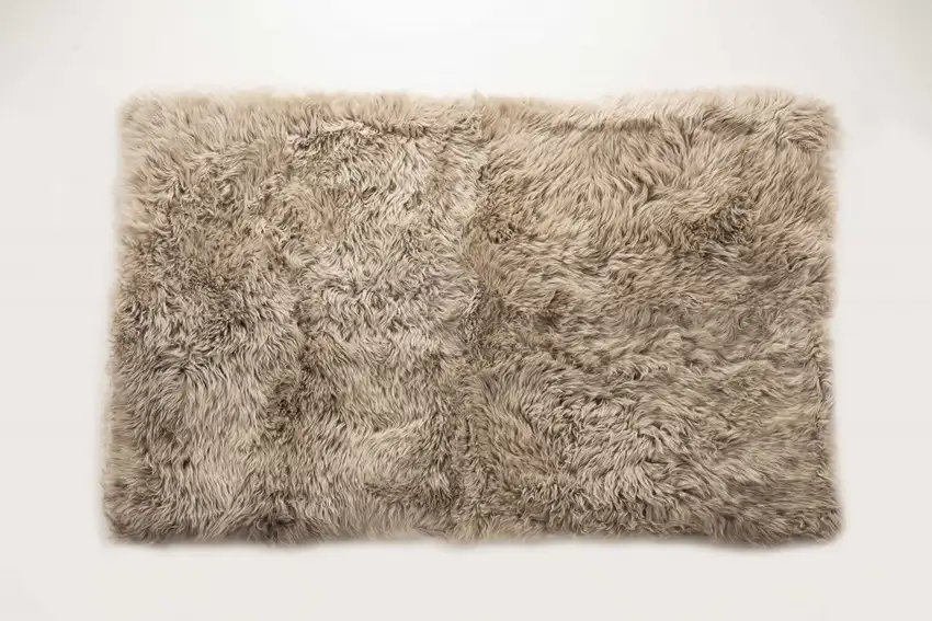Taupe Natural Rectangular Sheepskin Area Rug Photo 8