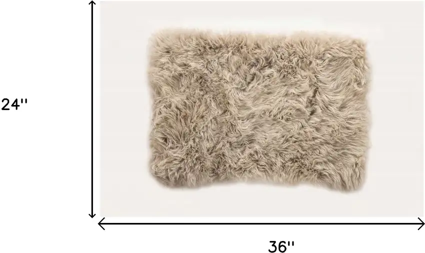 Taupe Natural Rectangular Sheepskin Area Rug Photo 9