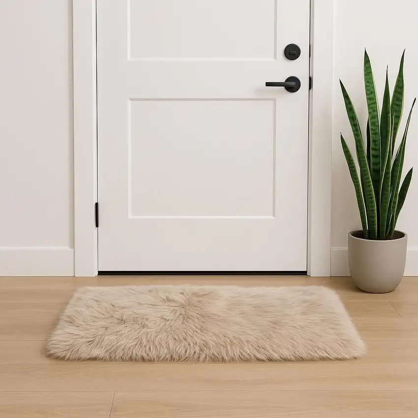 Taupe Sheepskin Area Rug Photo 1