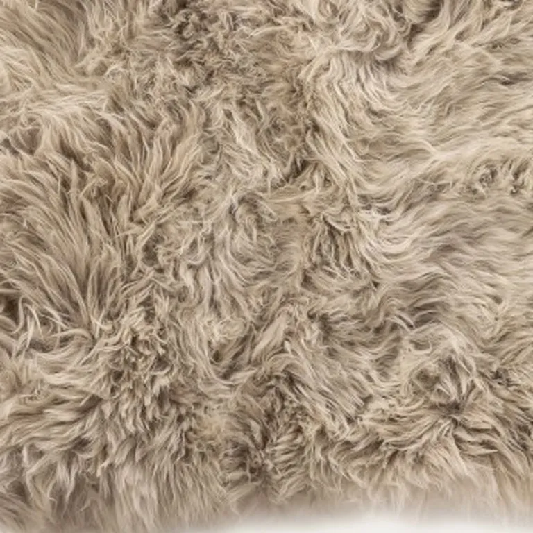 Taupe Natural Rectangular Sheepskin Area Rug Photo 5