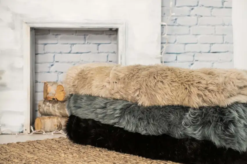 Taupe Natural Rectangular Sheepskin Area Rug Photo 6