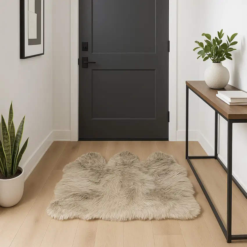 Taupe Natural Sheepskin Area Rug Photo 2