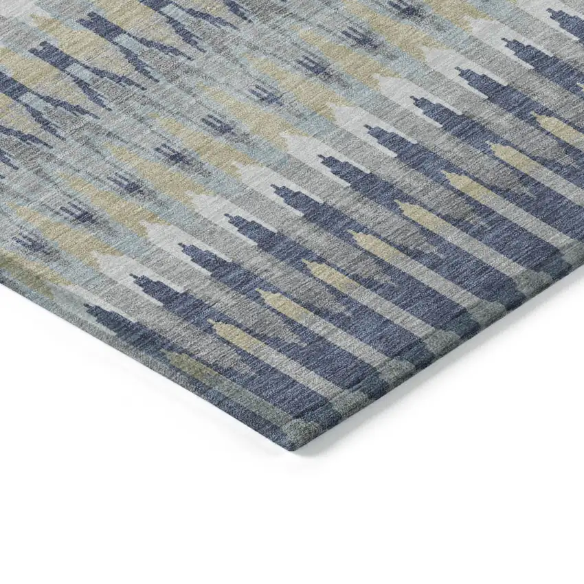 Taupe Navy Blue And Denim Blue Southwestern Washable Indoor Outdoor Area Rug Photo 4