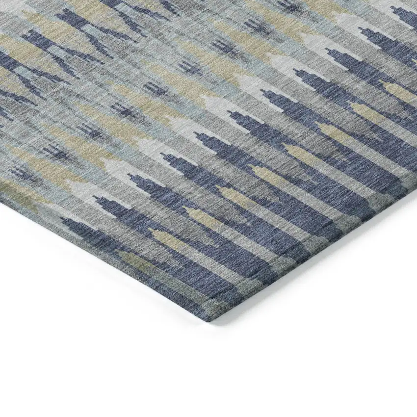 Taupe Navy Blue And Denim Blue Southwestern Washable Indoor Outdoor Area Rug Photo 4