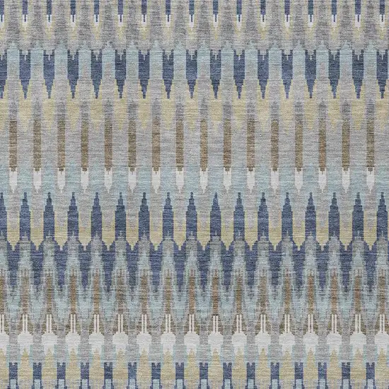 Taupe Navy Blue And Denim Blue Southwestern Washable Indoor Outdoor Area Rug Photo 6