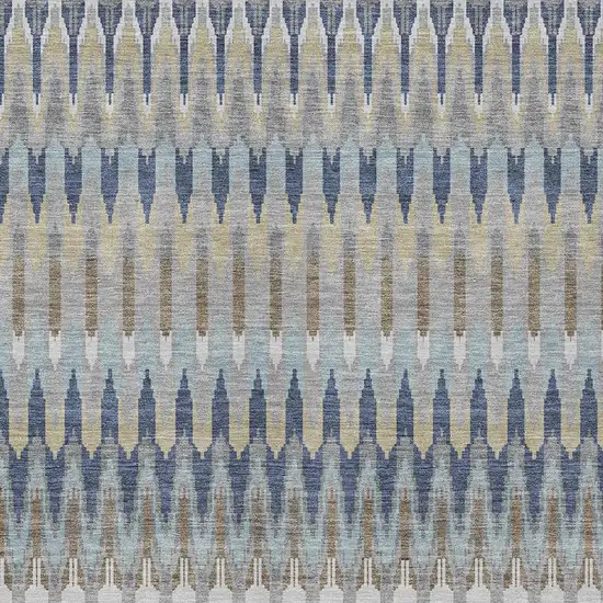 Taupe Navy Blue And Denim Blue Southwestern Washable Indoor Outdoor Area Rug Photo 6