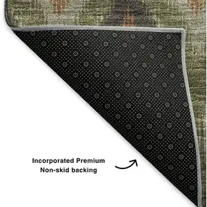 Photo of Taupe Olive Green And Beige Southwestern Washable Area Rug With UV Protection