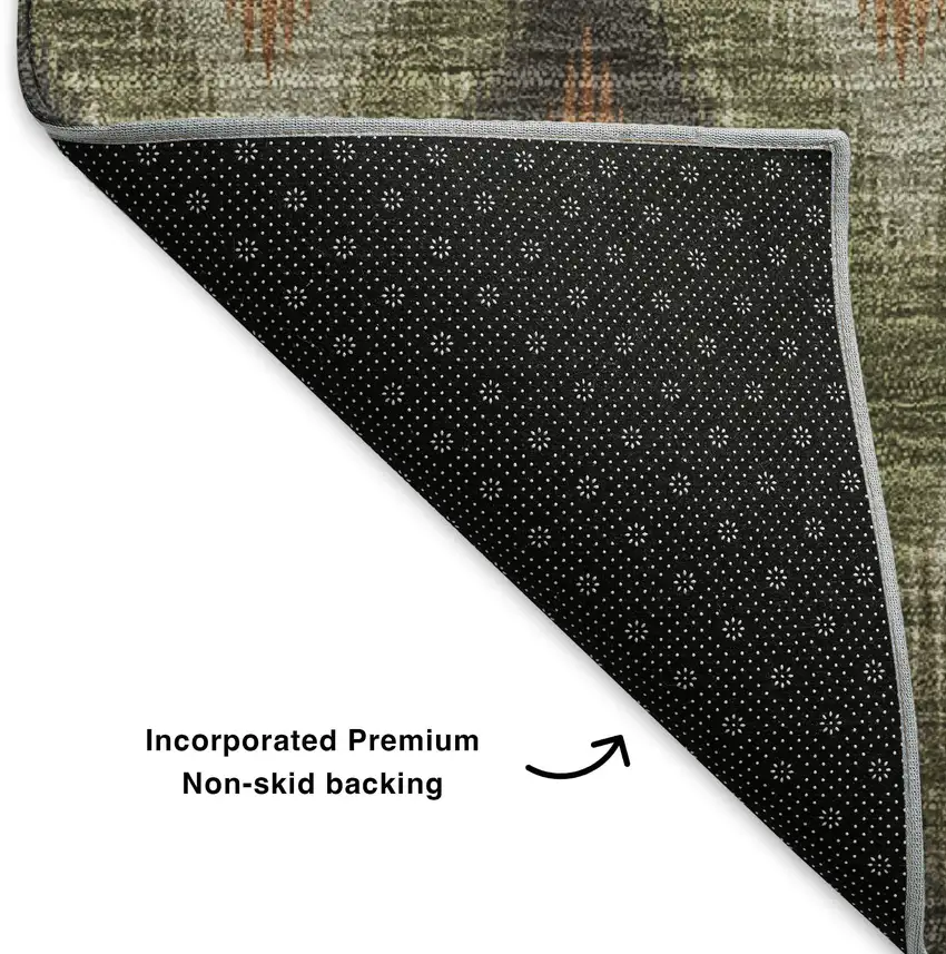 Taupe Olive Green And Beige Southwestern Washable Area Rug With UV Protection Photo 7