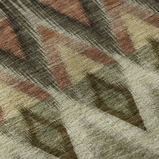 Taupe Olive Green And Beige Southwestern Washable Area Rug With UV Protection Photo 9