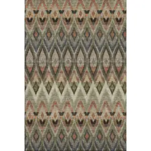 Photo of Taupe Olive Green And Beige Southwestern Washable Area Rug With UV Protection