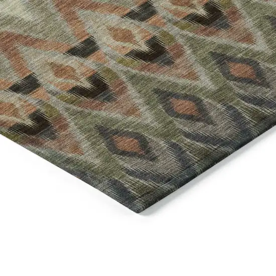 Taupe Olive Green And Beige Southwestern Washable Indoor Outdoor Area Rug Photo 4