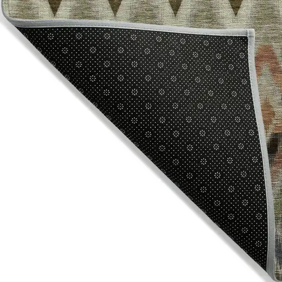 Taupe Olive Green And Beige Southwestern Washable Indoor Outdoor Area Rug Photo 6