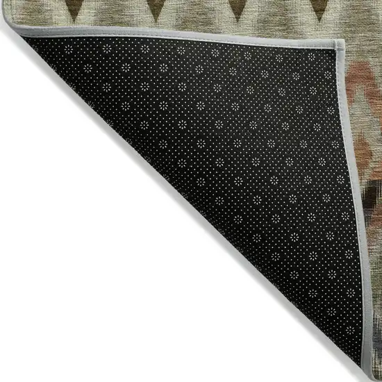 Taupe Olive Green And Beige Southwestern Washable Indoor Outdoor Area Rug Photo 6