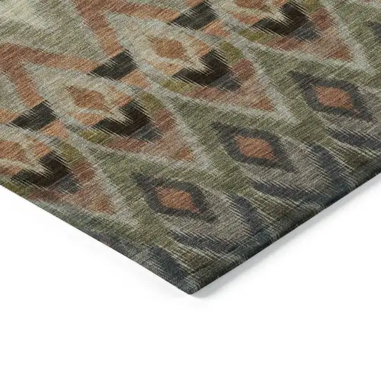 Taupe Olive Green And Beige Southwestern Washable Indoor Outdoor Area Rug Photo 4