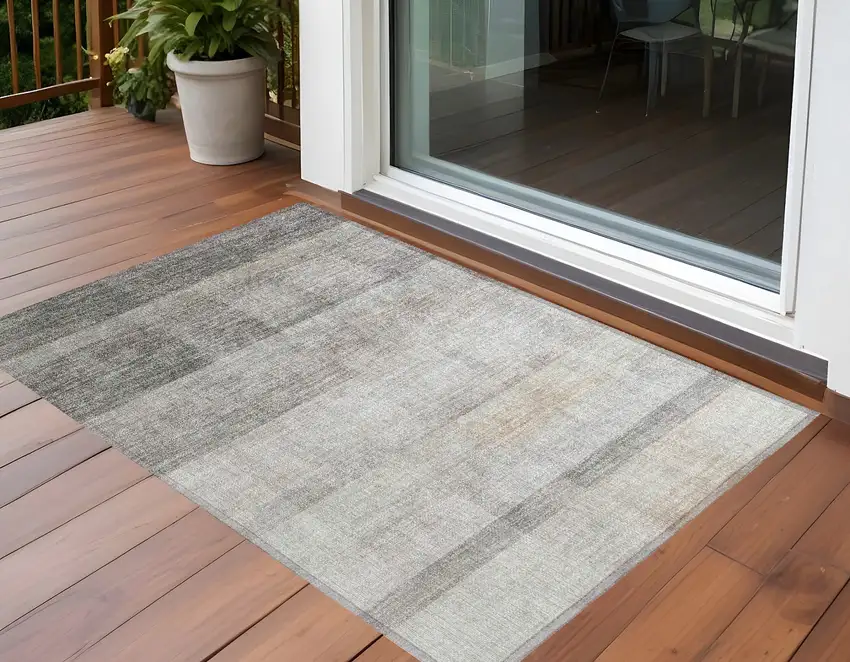 Taupe Ombre Washable Non Skid Indoor Outdoor Area Rug Photo 1