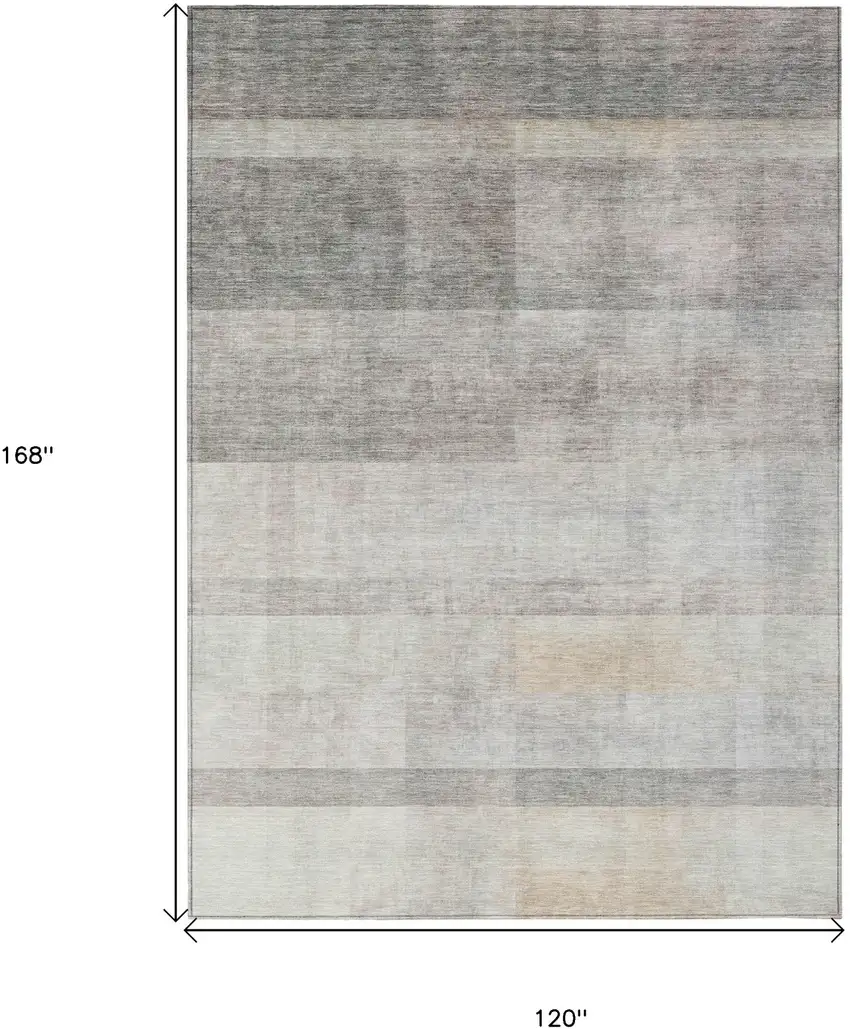 Taupe Ombre Washable Non Skid Indoor Outdoor Area Rug Photo 3