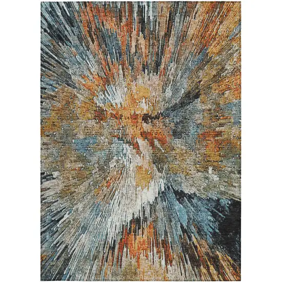 Taupe Orange And Ivory Abstract Washable Indoor Outdoor Area Rug Photo 4
