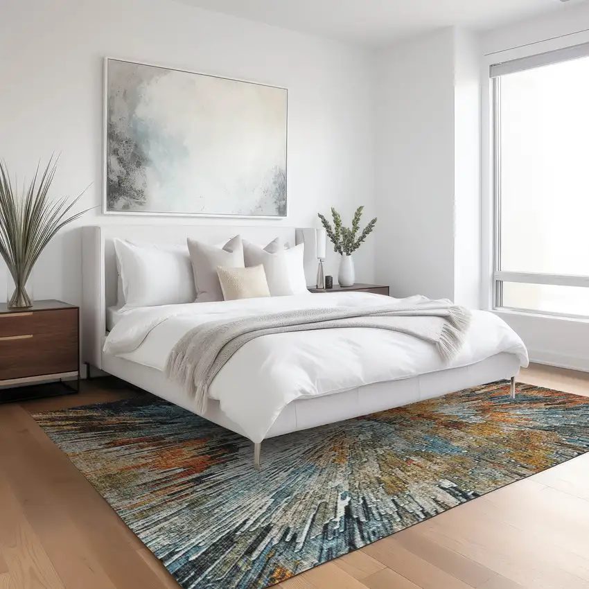 Taupe Orange And Ivory Abstract Washable Indoor Outdoor Area Rug Photo 8