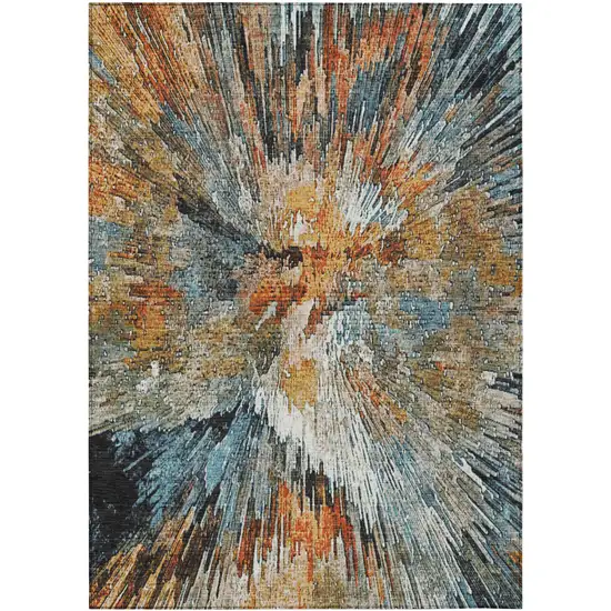 Taupe Orange And Ivory Abstract Washable Indoor Outdoor Area Rug Photo 2