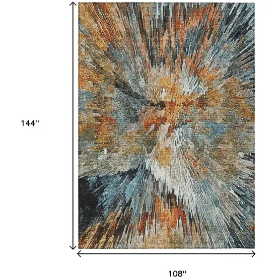 Taupe Orange And Ivory Abstract Washable Indoor Outdoor Area Rug Photo 3