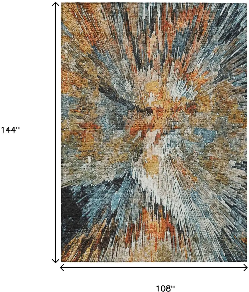 Taupe Orange And Ivory Abstract Washable Indoor Outdoor Area Rug Photo 3