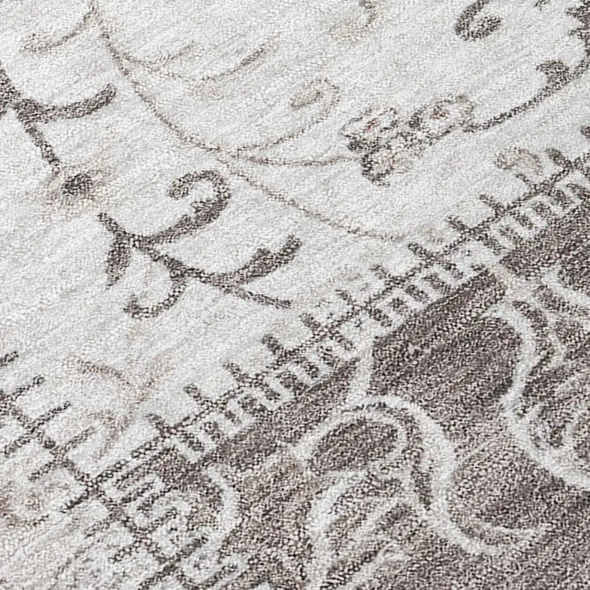 Taupe Patchwork Washable Indoor Outdoor Area Rug Photo 9