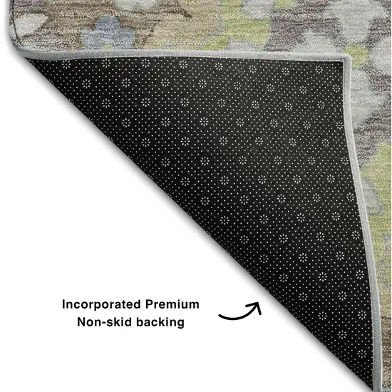 Taupe Peach And Artichoke Green Oriental Washable Area Rug With UV Protection Photo 6