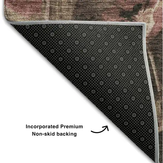 Taupe Pink And Beige Floral Washable Area Rug With UV Protection Photo 6