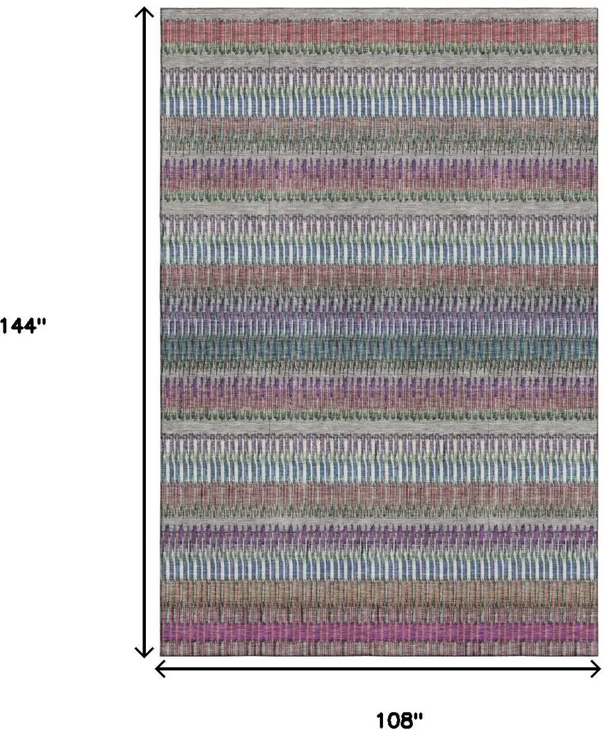 Taupe Purple And Blue Striped Washable Area Rug With UV Protection Photo 9