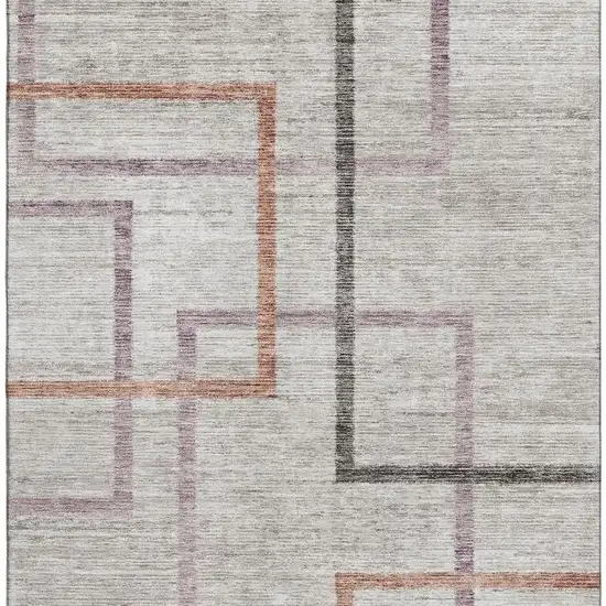 Taupe Purple And Copper Geometric Washable Area Rug With UV Protection Photo 3
