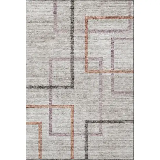 Taupe Purple And Copper Geometric Washable Area Rug With UV Protection Photo 4