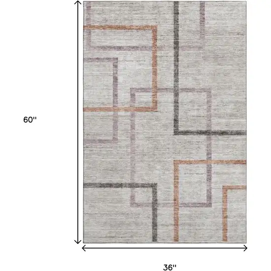 Taupe Purple And Copper Geometric Washable Area Rug With UV Protection Photo 3