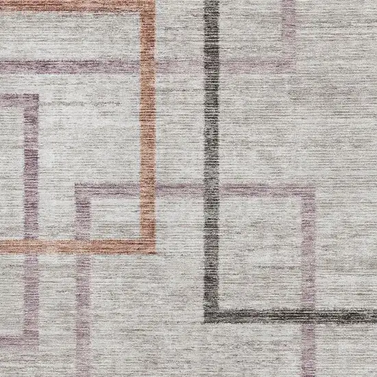 Taupe Purple And Copper Geometric Washable Area Rug With UV Protection Photo 3