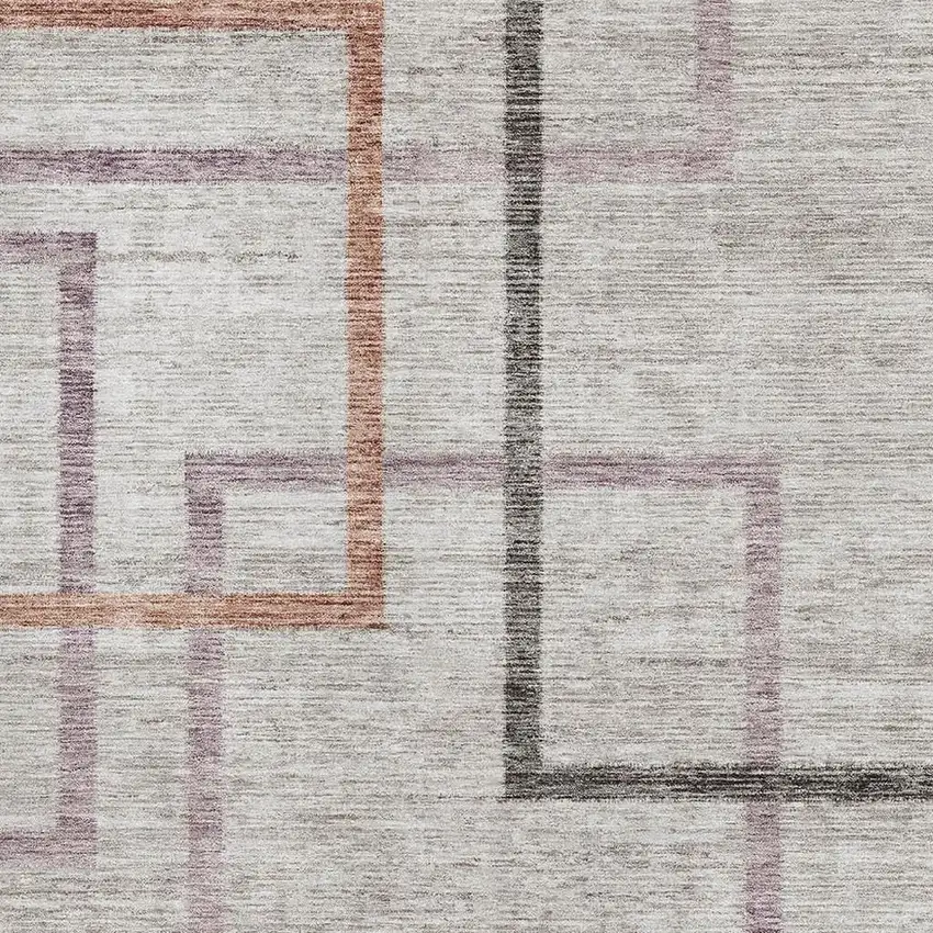 Taupe Purple And Copper Geometric Washable Area Rug With UV Protection Photo 3