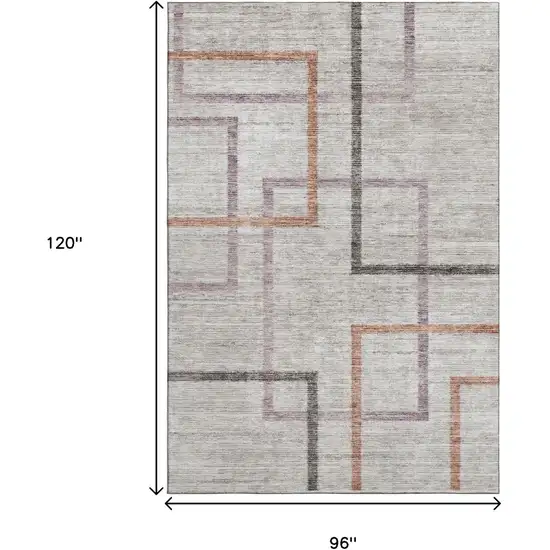 Taupe Purple And Copper Geometric Washable Area Rug With UV Protection Photo 3