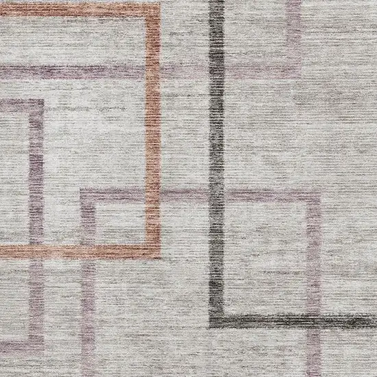 Taupe Purple And Copper Geometric Washable Area Rug With UV Protection Photo 4