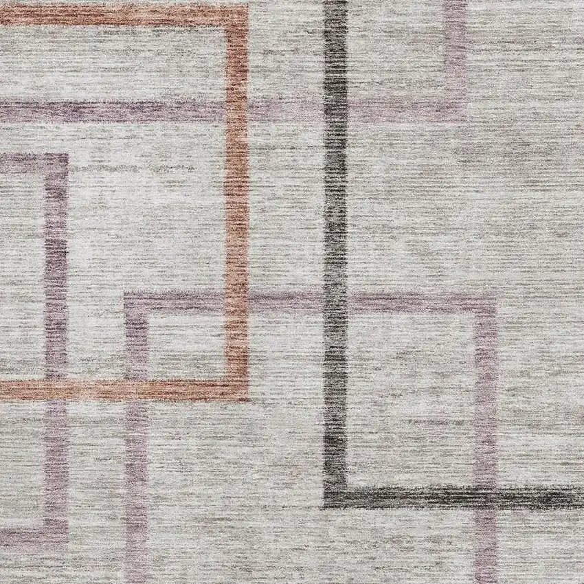 Taupe Purple And Copper Geometric Washable Area Rug With UV Protection Photo 4