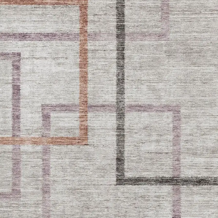 Taupe Purple And Copper Geometric Washable Area Rug With UV Protection Photo 3