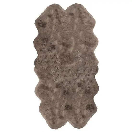 Taupe Genuine Sheepskin Animal Print Shag Area Rug Photo 1