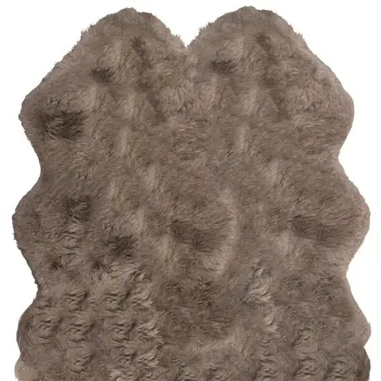 Taupe Genuine Sheepskin Animal Print Shag Area Rug Photo 3