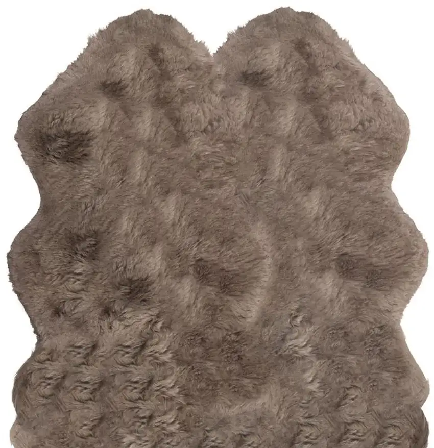 Taupe Genuine Sheepskin Animal Print Shag Area Rug Photo 3